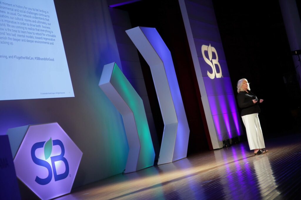 KoAnn Vikoren Skrzyniarz, CEO & Founder of Sustainable Brands, addressing the audience at SB'20 Yokohama