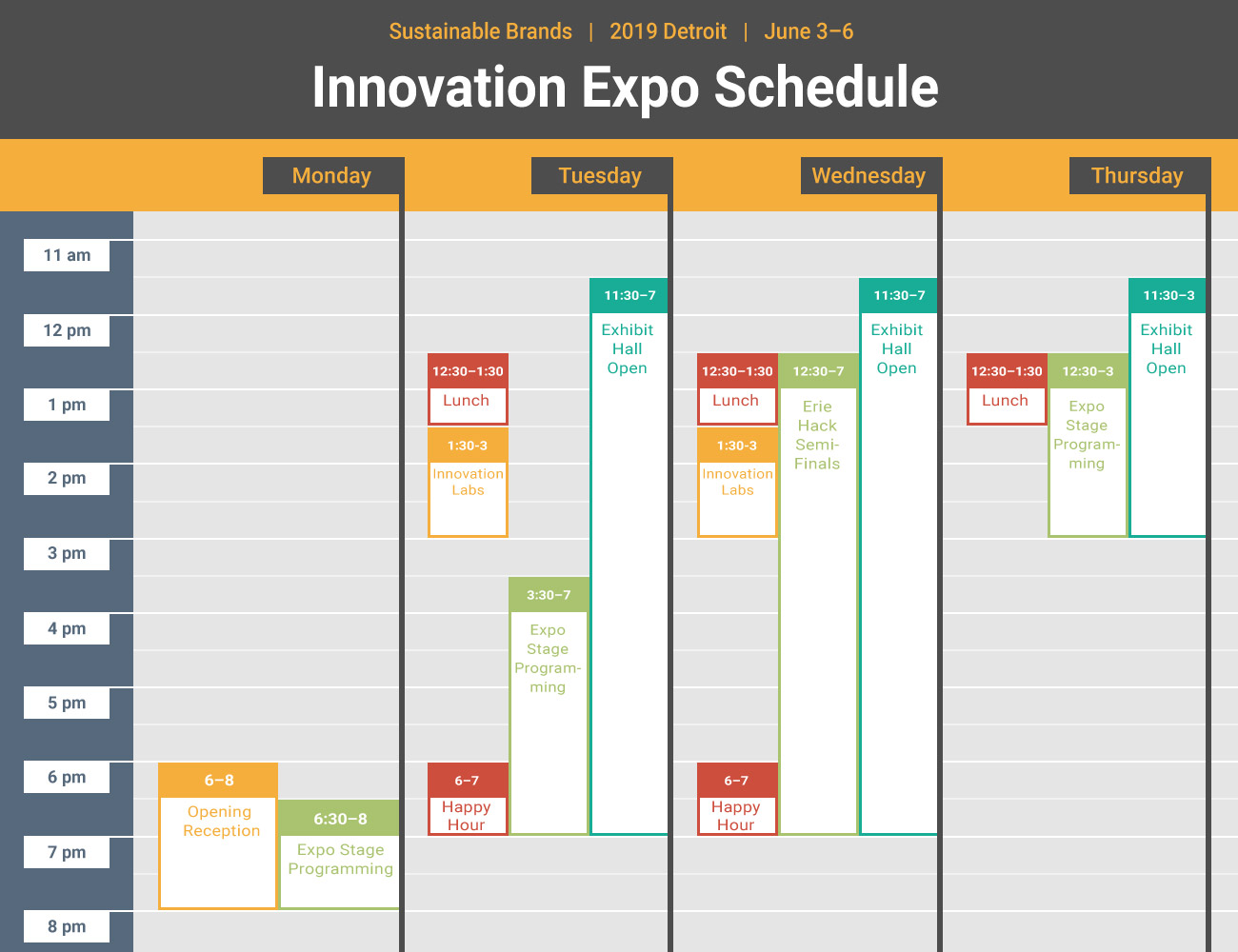 Programming Schedule Timetable for Detroit 2019